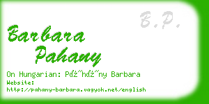 barbara pahany business card